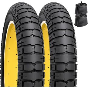 YUNSCM 2-PCS 20" Heavy Duty Fat E-bike Tires 20" x 5.0"/127-406 and 20" Bike Tubes Schrader Valve with 2 Rim Strips Compatible with Mountain/Off Road 20x5.0 20x5 E-bike Bicycle Tires and Tubes (H-907)