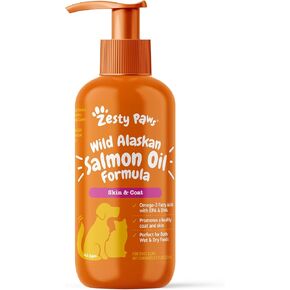 Zesty Paws Salmon Oil for Dogs and Cats with Wild Alaskan Salmon Oil Omega 3 and 6 Fatty Acids with EPA DHA for Pets Supports Normal Skin Moisture and Immune System Function 16oz