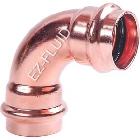(10Pcs) EZ-FLUID Plumbing Heavy Duty 3/4" Press x Press LF Propress Copper 90 Degree Elbow Press Copper Fittings w/Propress Press Copper Pipe Connection,Residential,Commercial