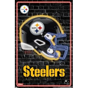 Trends International NFL Pittsburgh Steelers - Neon Helmet 23 Wall Poster, 22.375" x 34", Premium Unframed Version