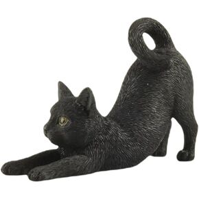 JFSM INC. 3.75" Black Cat Stretching Hand Painted Figurine - Gifts for Cat Lovers, Cat Lover Gifts for Women, Cat Lover Gifts for Men, Cat Decor for Cat Lovers, Home Decor for Cat Lovers