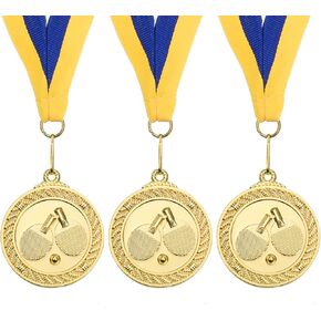 PATIKIL 2" Ping Pong Medals, 3 Pack Table Tennis Award Medals Gold Medal with Ribbon Blue Yellow for Games Sports Competitions