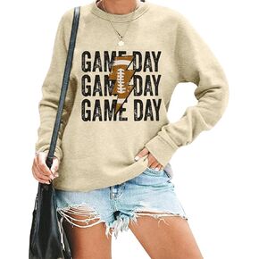 Pingyongchang Women's Game Day Sweatshirt Lightning Football Season Graphic Long Sleeve Pullover Casual Shirt
