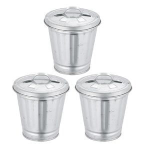 Garneck 3pcs Desktop Mini Metal Trash Can Small Garbage Bucket with Lid Countertop Tiny Pencil Pail Table Miniature Flowerpot Iron Rubbish Bin for Home Office in Kuwait