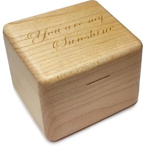 Natural Solid Wood Laser Engraved You are My Sunshine Music Box, Mini Photo Frame Musical Box, Tune of You are My Sunshine. (Maple Wood)