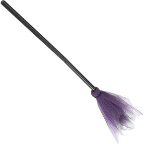 FOMIYES Halloween Witch Broom Plastic Witch Broomstick Net Yarn Broom Prop for Halloween Costume Dress Up Accessories (Random Color)