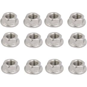 uxcell 12pcs M8 x 1mm Pitch Metric Fine Thread 304 Stainless Steel Hex Flange Nut