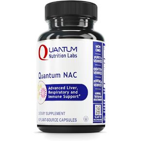 Quantum Nutrition Labs NAC - N-Acetyl-L-Cysteine, Liver & Immune Support, NAC Supplement, N-Acetyl Cysteine, 300mg NAC Per Capsule - 60 Vegetarian Capsules