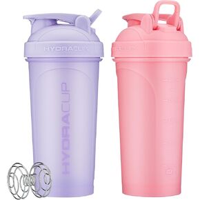 Hydra Cup ProFlow [2 Pack] 28 oz Shaker Bottles for Protein Shakes, Shaker Cups with Ball Blender Whisk, Shaker Bottle with Handle, Travel To Go, BPA Free (Black & Grey, 28oz)