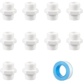 10 Pcs 1 Inch PVC Pipe Fittings Hex Nipple G1 X G1 Male Thread Coupling Adapter Connector