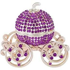 QIFU Pumpkin Carriage Series Enameled Trinket Box Hinged Decorative Collectible Figurine Unique Gift to Store The Ring