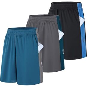 ZENGVEE Men’s 3 Pack Running Athletic Shorts 7" Quick Dry Workout Gym Shorts with Pockets for Basketball