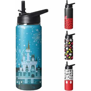 Cute Cartoon Mouse Tumbler with Top Handle and Straw Lid Gift for Boys Girls Water Bottle Travel Kettle Cup for Car Cold and Hot Stainless Steel Double Wall Insulated Mug (palm, 32OZ)