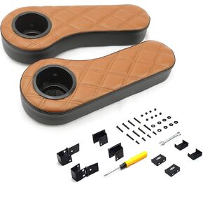 NOKINS Golf Cart Diamond Flip Armrest with Cup Holder, No Drilling Required, Golf Cart Folding Hinged Armrest, Inward Mount, for Club Car EzGo Yamaha Back Seat Kit