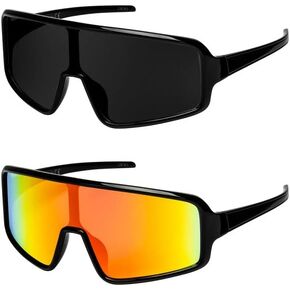 FLAWLESS EYEWEAR Oversized Shield Wraparound Sports Sunglasses for Men Women Outdoor One Piece Visor Mirror Sport Glasses