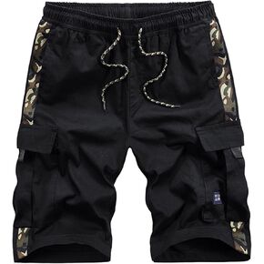 APTRO Men's Cargo Shorts Relaxed Fit Multi-Pockets Camo Casual Shorts A902 Black M
