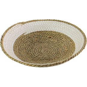 Home & Garden Woven White Decorative Bowl Seagrass & Rope