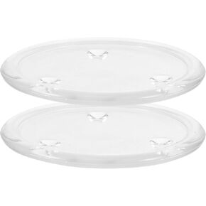 Glass Pillar Plate 2pcs Glass Candle Tray Round Clear Pillar Candle Holder Fruit Tray Snack Plate Glass Coaster Holder Candle Plate for Easter Wedding Dining Table