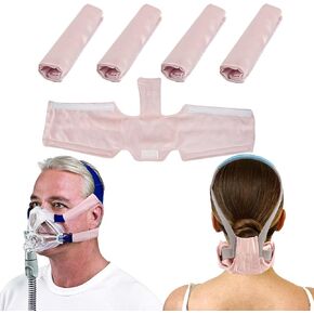 4 Packs Mask Straps Covers+ 1 Pack Neck Strap Pads Mask Cover, Comfort Headgear Strap Covers for Full Face Masks Accessories & Supplies, Strap Cushions to Reduce Headgear Pressure (1)