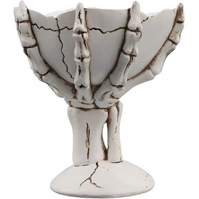 Halloween Skull Bowl Large Resin Skeleton Hand Skull Candy Dishes Multifunctional Tabletop Storage Tank Replica Skeleton Model Home Bar Table Decor Figurine