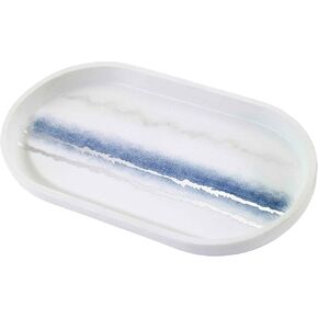 Jonathan Alder - Decorative Tray, Clear Resin Tray with Painted Interior, Pefect for Parties & Gatherings, Marble Home Decor (The Now House Collection, Silver)