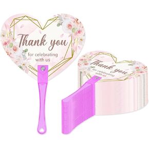 50 Pcs Wedding Fans for Wedding Guests, Handheld Wedding Favors Fans Souvenirs Bulk, Thank You for Celebrating with Us Fans for Wedding Ceremony Bridal Shower Engagement Party