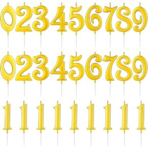 28 PCS Birthday Number Candles Gold Cake Candles for 1st Birthday to 18th Birthday Party Decoration Wedding Anniversary Celebration Baby Showers