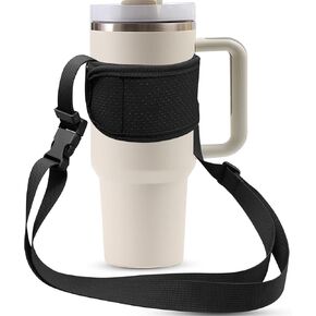 Water Bottle Holder Carrier with Strap for Stanley, Adjustable Tumbler Carrier Tumbler Sleeve Strap Water Bottle Sling Bag, Universal Water Bottle Strap Cup Holder for 40-128oz, Cup Accessories(Black)