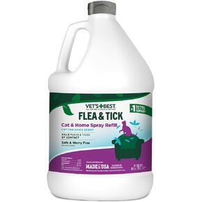 Vet’s Best Flea & Tick Home Spray Refill for Cats – Cotton Spice Scent Cat Flea & Tick Aid – Made in The USA – Flea & Tick Gentle Mist for Cats – 96oz