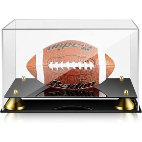 Football Display Case Holder, Clear Acrylic Football Case UV Protection Football Holders for Display with Base for Sport Lover Signed Football Logo Displaying