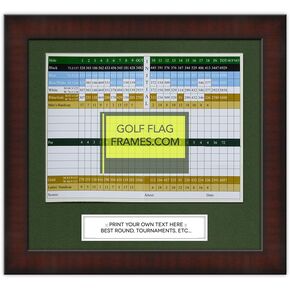 11x10 Mahogany Color Golf Scorecard Frame, Moulding brn-002, Green Mat (Holds Approx. 6x8 Card); Card not Included