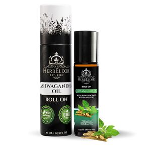 Ashwagandha Oil Roll On - for Stress Relief, Hormone Balance, Thyroid Support, Nerve Pain, Inflammation - Powerful Natural Adaptogen Roll-On Roller - 10ml