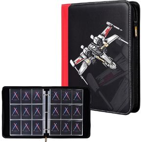 9 Pocket Trading Card Binder, PU Leather Storage Zip Album with 900 Slots Clear Page Sleeves for TCG MTG Baseball Sport Cards Display Collection