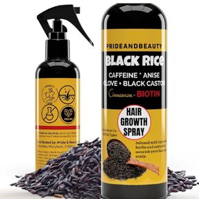 Organic Black Rice Water for Hair Growth, Rosemary Water Spray for Hair Growth,Hair Growth Serum Products w/Biotin,Castor Oil,Caffeine, Hair Growth Oil Ingrown Hair Loss Treatment