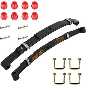 Heavy Duty Rear 3-Leaf Springs Kit for EZGO TXT/Medalist Electric 1994-2013 and Gas 1996-2008 Golf Cart, Replaces OEM #74207-G01 Included Bushings Sleeves and U Bolt, Provide Smoother Ride