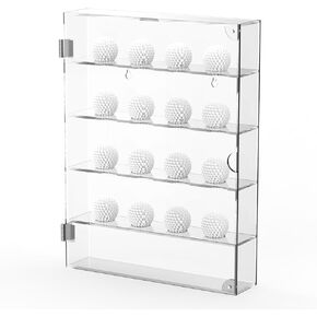 4-Layer Acrylic Golf Ball Display Case - Wall Mounted Display Shadow Box for Golf Ball Collector (Clear)
