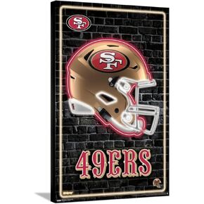 Trends International NFL San Francisco 49ers - Neon Helmet 23 Wall Poster, 22.37" x 34.00", Stretched Canvas