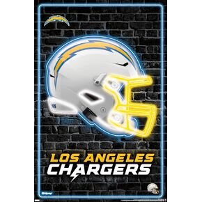 Trends International NFL Los Angeles Chargers - Neon Helmet 23 Wall Poster, 22.375" x 34", Premium Unframed Version