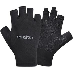 Half Finger Cycling Gloves for Men Women Summer Thin Mesh Driving Riding Gloves Non-Slip Bicycle Gloves Black Fingerless Sun Protection Gloves