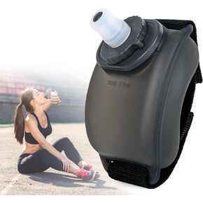 Portable Running Water Bottle Handheld, Adjustable Wrist Sports Water Bottles, Reusable Leak Proof 7 Oz Silicone Sports Water Jug for Travel Camping Rock Climbing Jogging Hiking Marathon Cycling