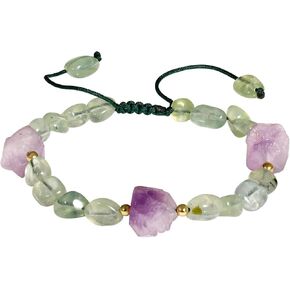 Amethyst Raw Stone Green Prehnite Energy Bracelets Tumbled Reiki Healing Crystals Meditation Yoga Anti Anxiety Bracelet for Women