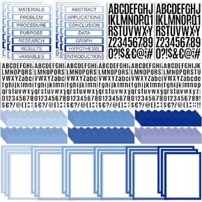 92 Pcs Science Fair Board Supplies 60 Trim Scalloped Poster Boards 18 Presentation Subtitles 6 Project Titles 8 Letter Sticker for Classroom Display Boards(Classic Color)
