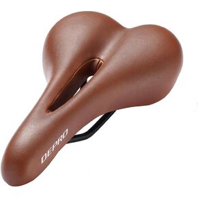 UNISTRENGH Vintage Bike Saddle Brown Leather Hollowed Retro Bicycle Suspension Cruiser Seat Classical Breathable Comfort Cycling Foam Padded Cushion