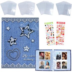 A5 Binder Photo Album with 25Pcs Inner Pages, Photocard Album with 4 Kind of Different Inner Page 6 Ring Photocard Binder Card Protectors Pages 17.8 * 3.6 * 23.5cm (Cow Star)