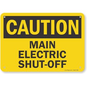 SmartSign 7 x 10 inch “Caution - Main Electric Shut-Off" OSHA Sign, Digitally Printed, 55 mil HDPE Plastic, Black and Yellow, Made in USA