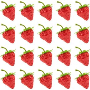 RAYNAG 50Pcs Fake Strawberry Artificial Lifelike Small Strawberries Simulation Fruits Festival Decoration, Decorating Craft Projects, Red