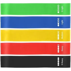 Resistance Bands for Women and Men 5 Exercise Workout Resistance Levels Full Body Elastic Band for Pilates Strength Training Home Fitness Equipment