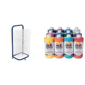 Pearington 25-Shelf Mobile/Wall Mountable Art Drying Rack for Art Studios & Classrooms, 14.5" D x 17.5" W x 38" H, White, 2-Pack