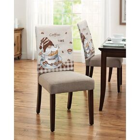 Gnome Coffee 4 Packs Dining Chair Back Cover - Decorative Kitchen Dinner Chair Seat Covers Washable Chair Slip Covers,Retro Country Rustic Brown Buffalo Plaid Removable Slipcovers Protect for Dinning