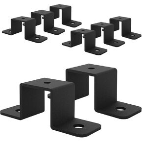 8Pcs Square Pipe Clamp, Black Strap Post Ties Brackets, U Shaped Connector Bracket, Wood Deck Fence Post Tie for Water Pipes, Balcony Railing, Stairs Railing